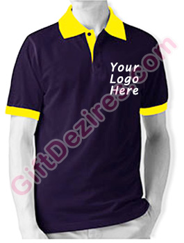 Designer Purple Wine and Yellow Color Polo Logo T Shirt